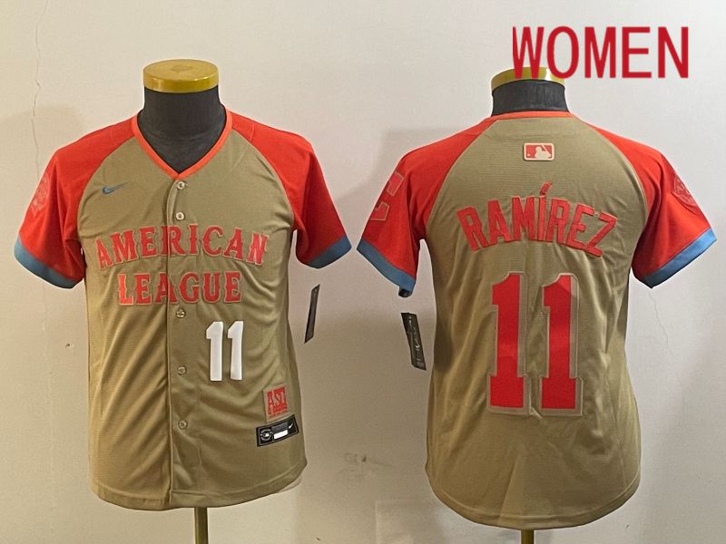 Women Cleveland Indians #11 Ramirez Orange All star 2024 Nike MLB Jersey style 3